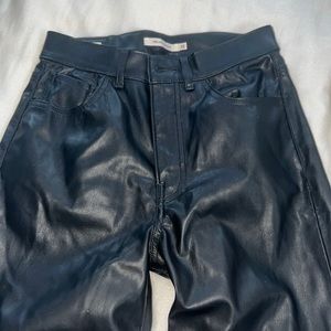 Black, faux, leather pants, Levi’s, size 25.